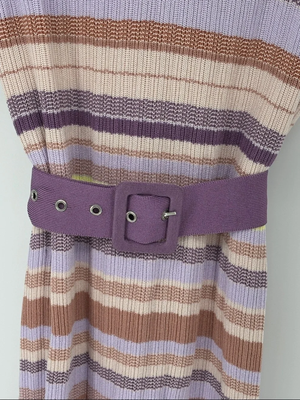 kate spade Pastel multi Striped Polo knit  Dress in Lavender Collar belt S
